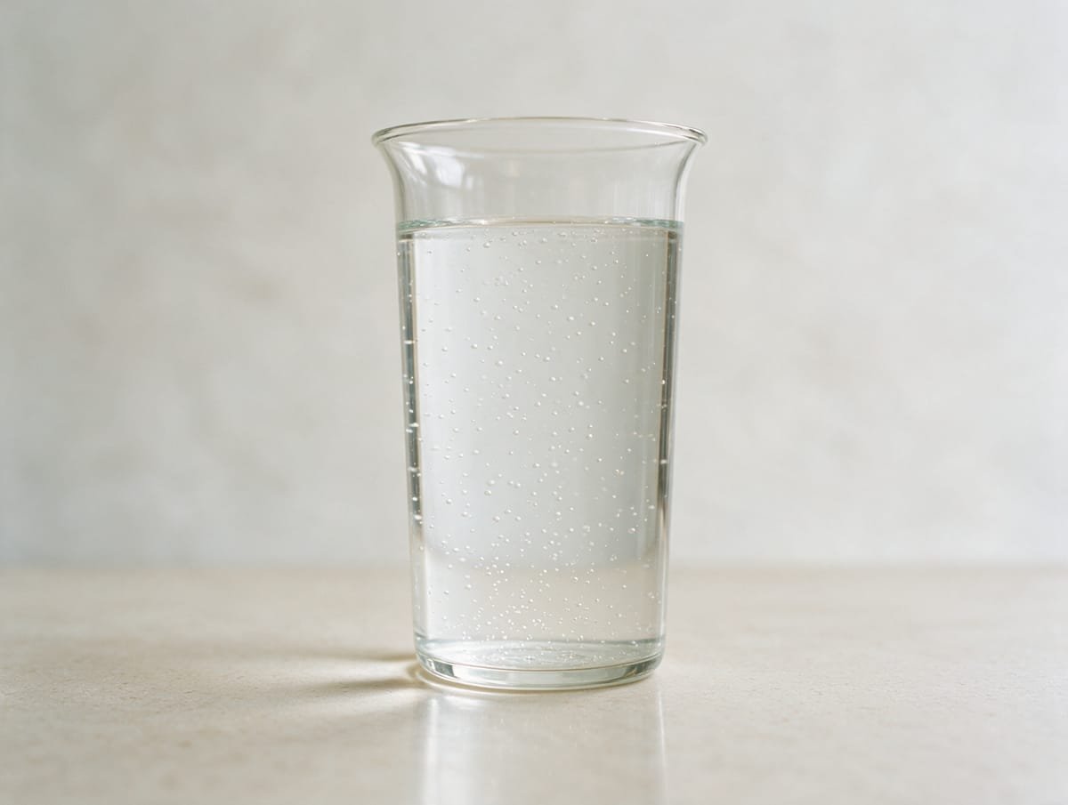 Glass of water with tiny bubbles