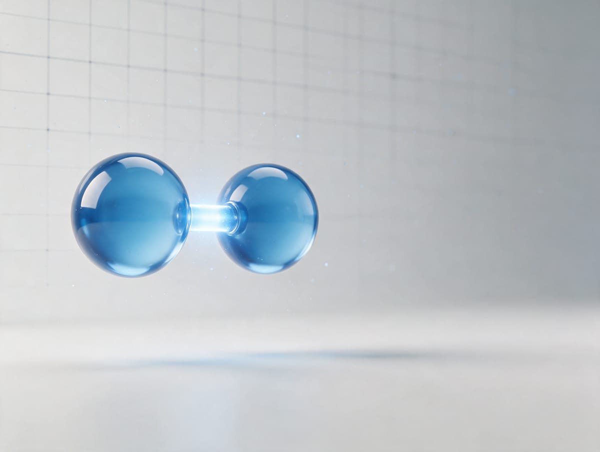 3D rendering of a hydrogen molecule (H₂)